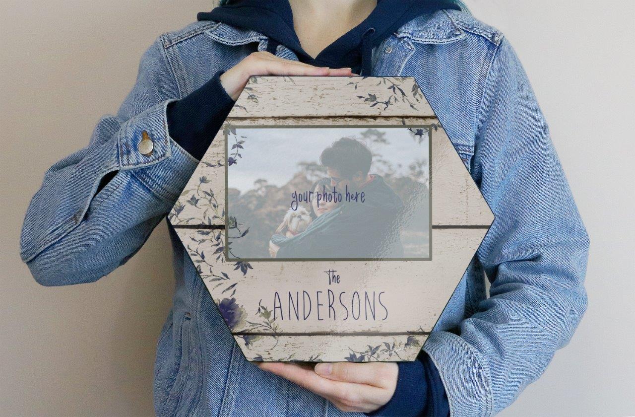 Family Collection (The Family Wood and Flowers - Personalized - Upload) 11.5" X 10" KNEXAGON Wood Print