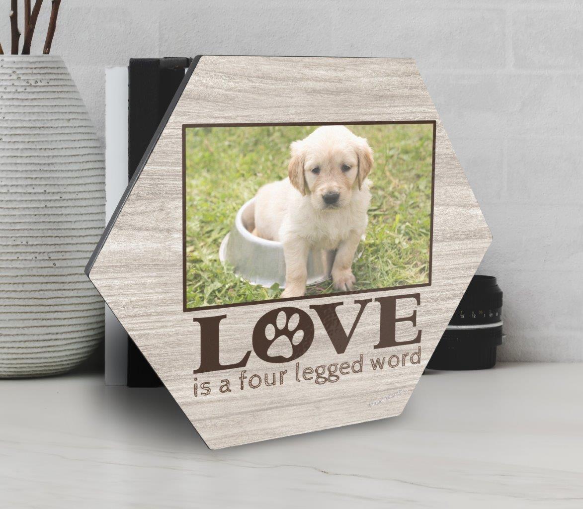 Family Collection (Love Is A Four Legged Word - Personalized - Upload) 11.5" X 10" KNEXAGON Wood Print