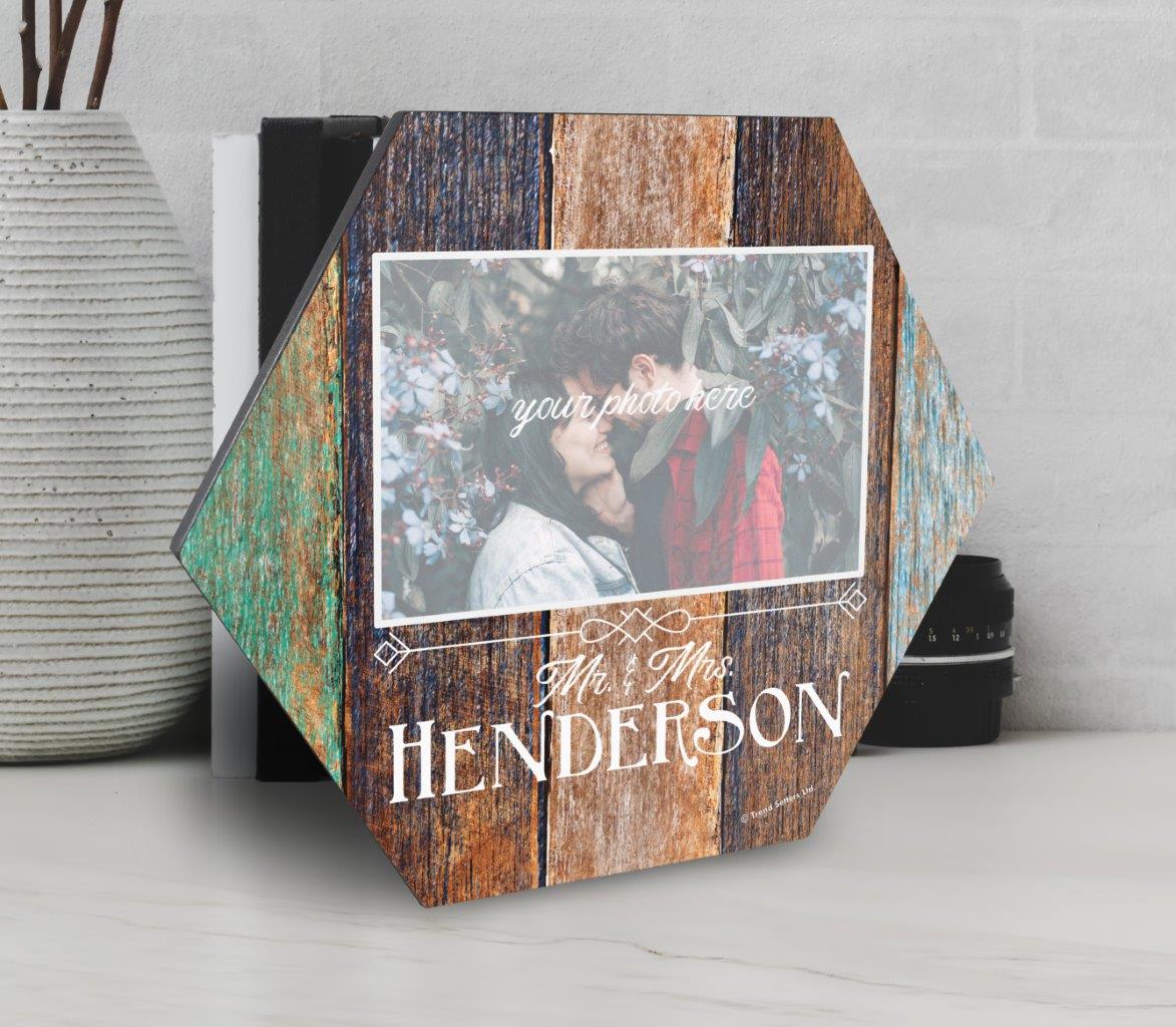 Family Collection (Rustic Wood - Personalized - Upload) 11.5" X 10" KNEXAGON Wood Print