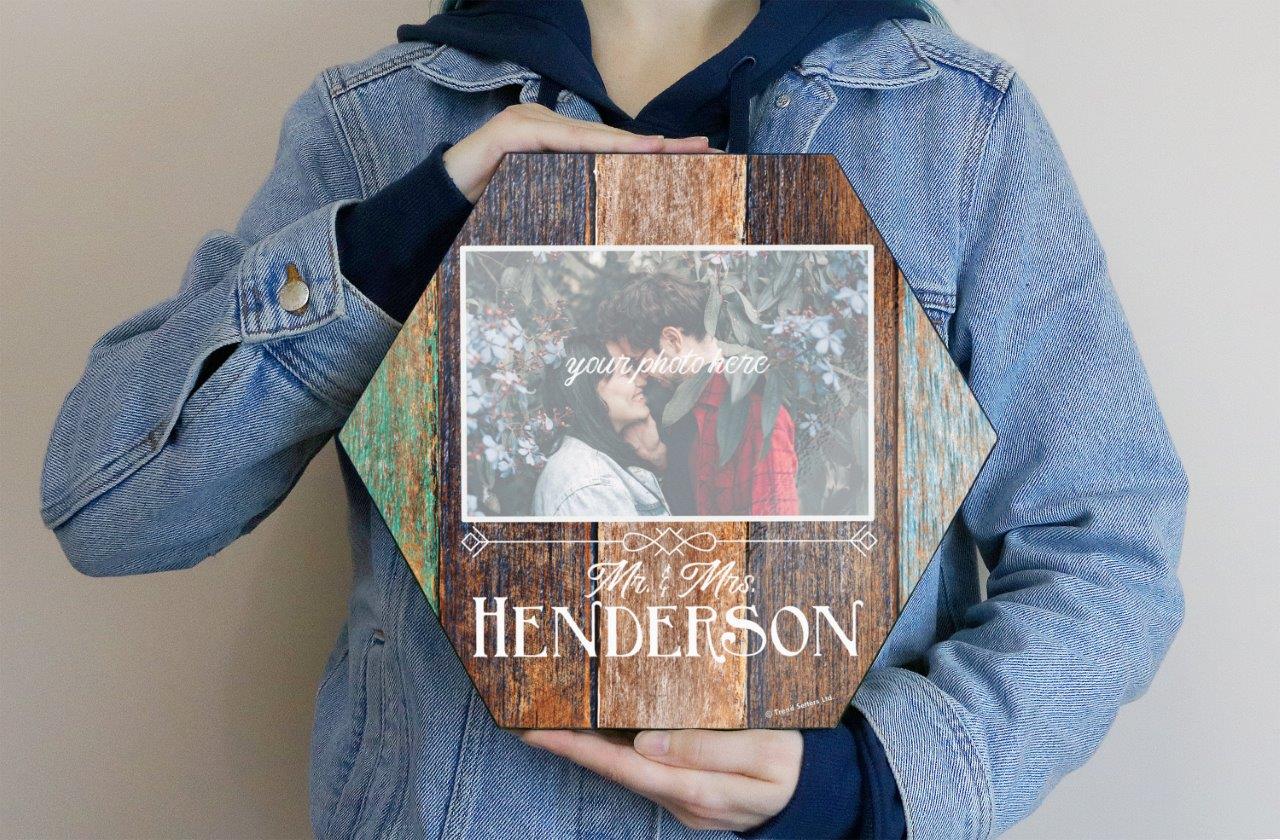 Family Collection (Rustic Wood - Personalized - Upload) 11.5" X 10" KNEXAGON Wood Print