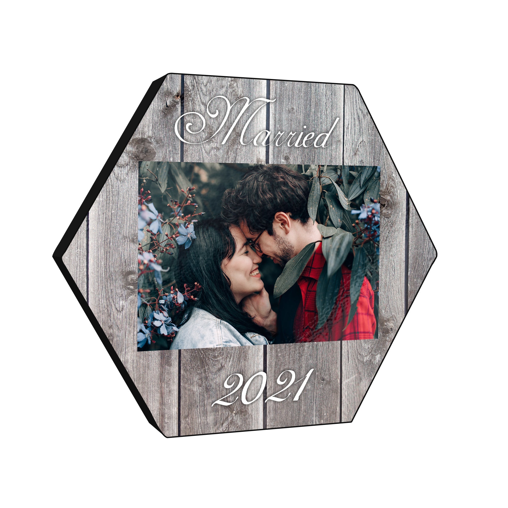 Wedding Collection (Married - Upload Image) Hexagon KNEXAGON™ Wood Print