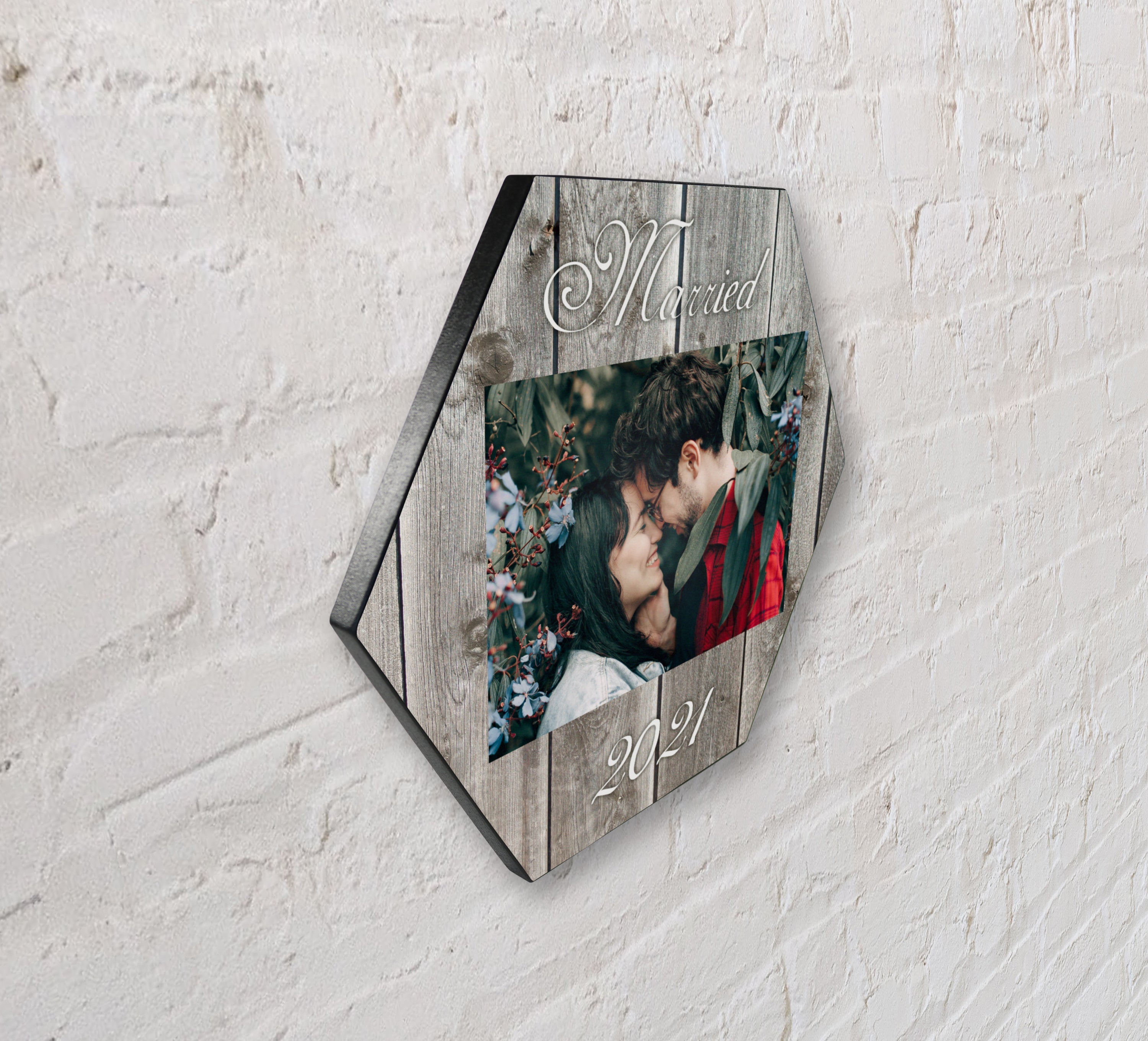 Wedding Collection (Married - Upload Image) Hexagon KNEXAGON™ Wood Print