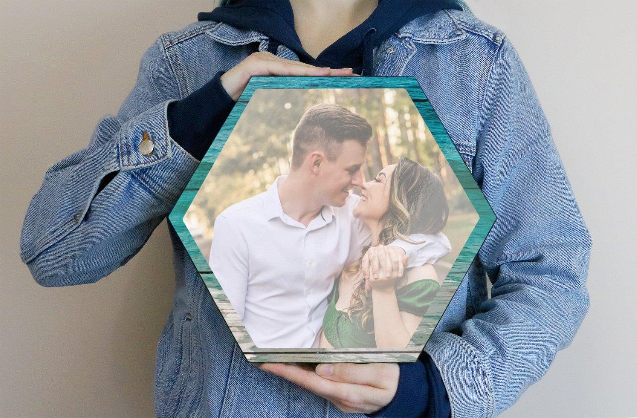 Vacation Collection (A Day at the Beach - Ocean - Full Photo - Upload) 11.5" X 10" KNEXAGON Wood Print