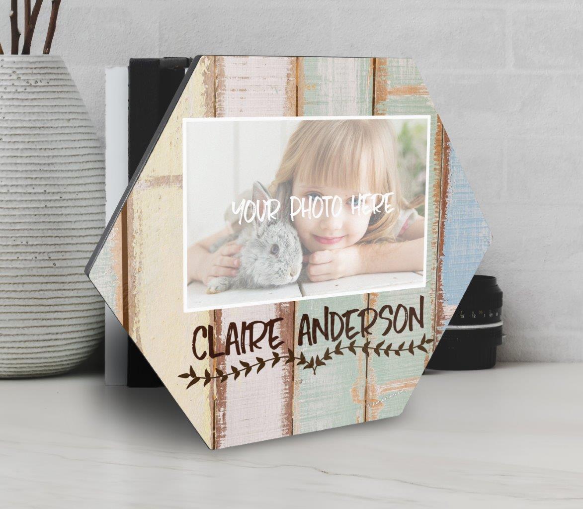 Family Collection (Pastel Wood - Personalized - Upload) 11.5" X 10" KNEXAGON Wood Print