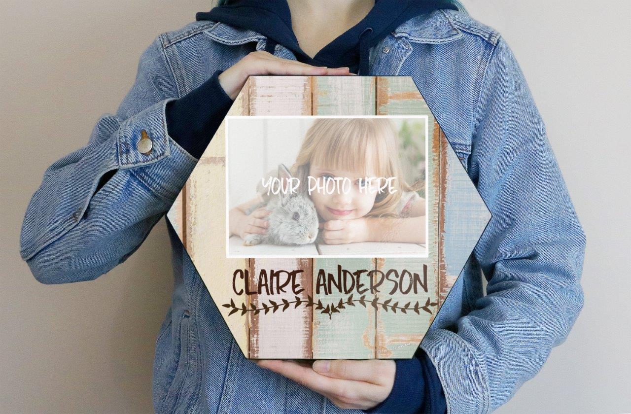 Family Collection (Pastel Wood - Personalized - Upload) 11.5" X 10" KNEXAGON Wood Print