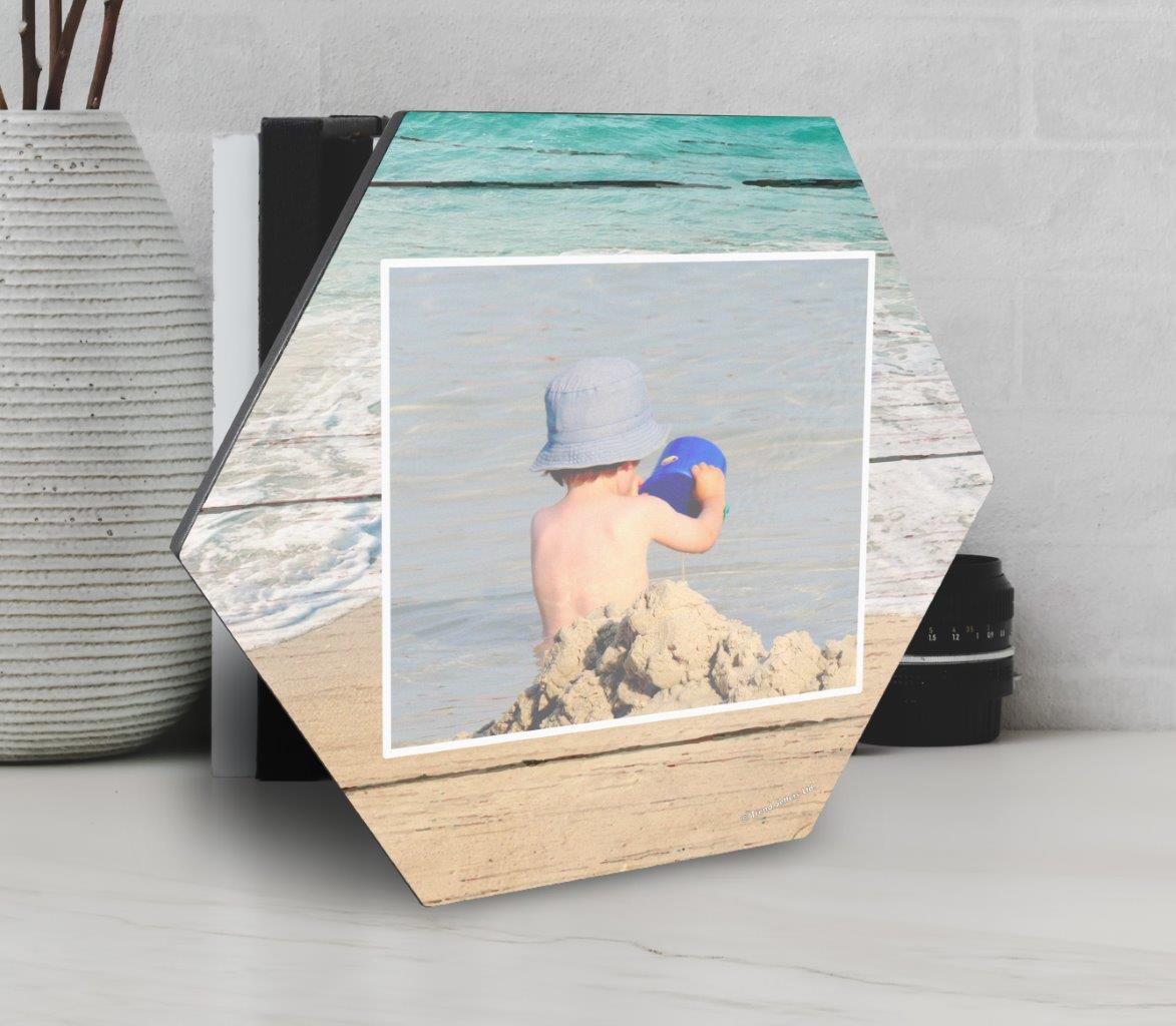 Trend Setters Original (A Day at the Beach - Upload) 11.5" X 10" KNEXAGON Wood Print