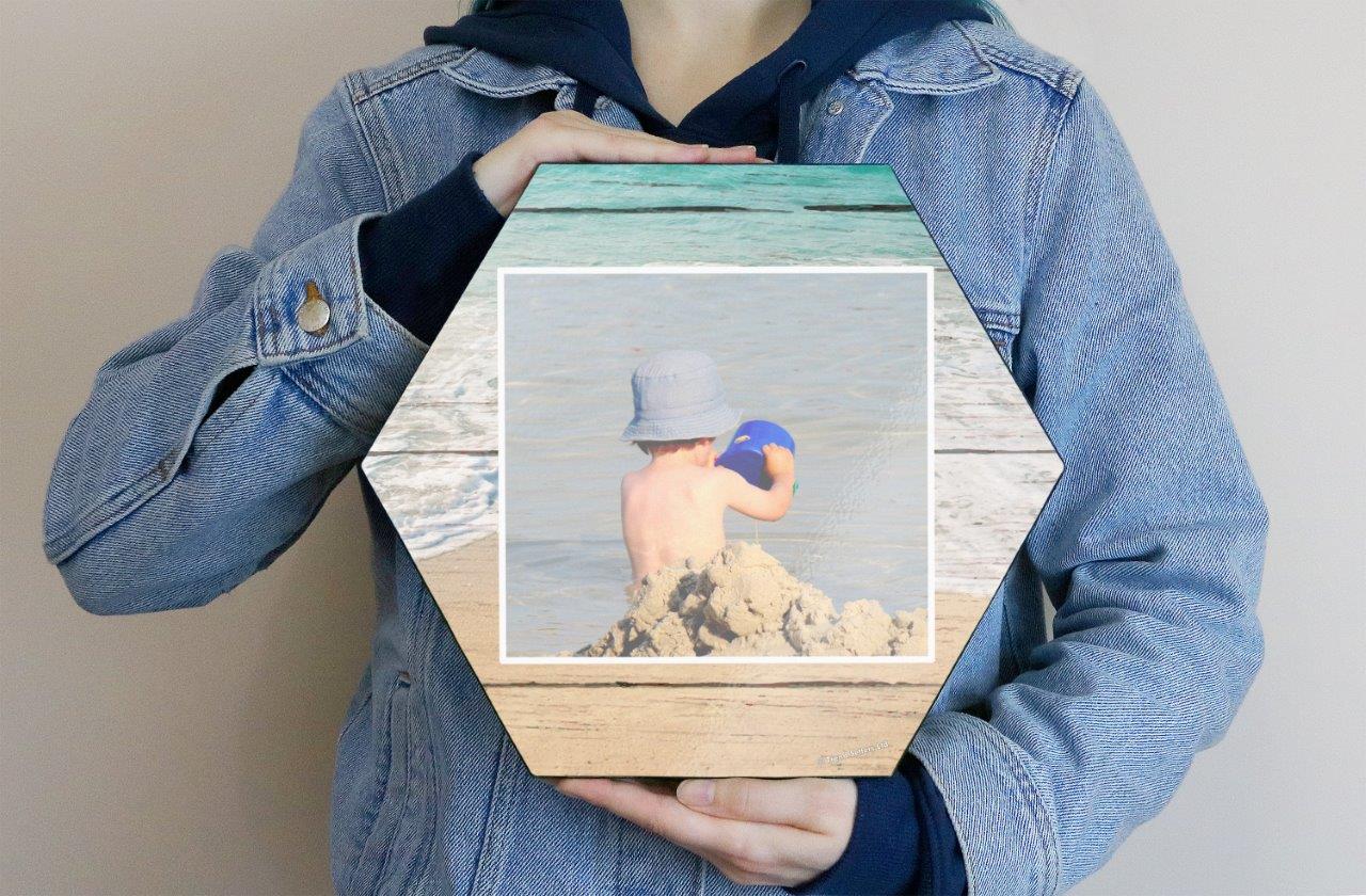 Trend Setters Original (A Day at the Beach - Upload) 11.5" X 10" KNEXAGON Wood Print