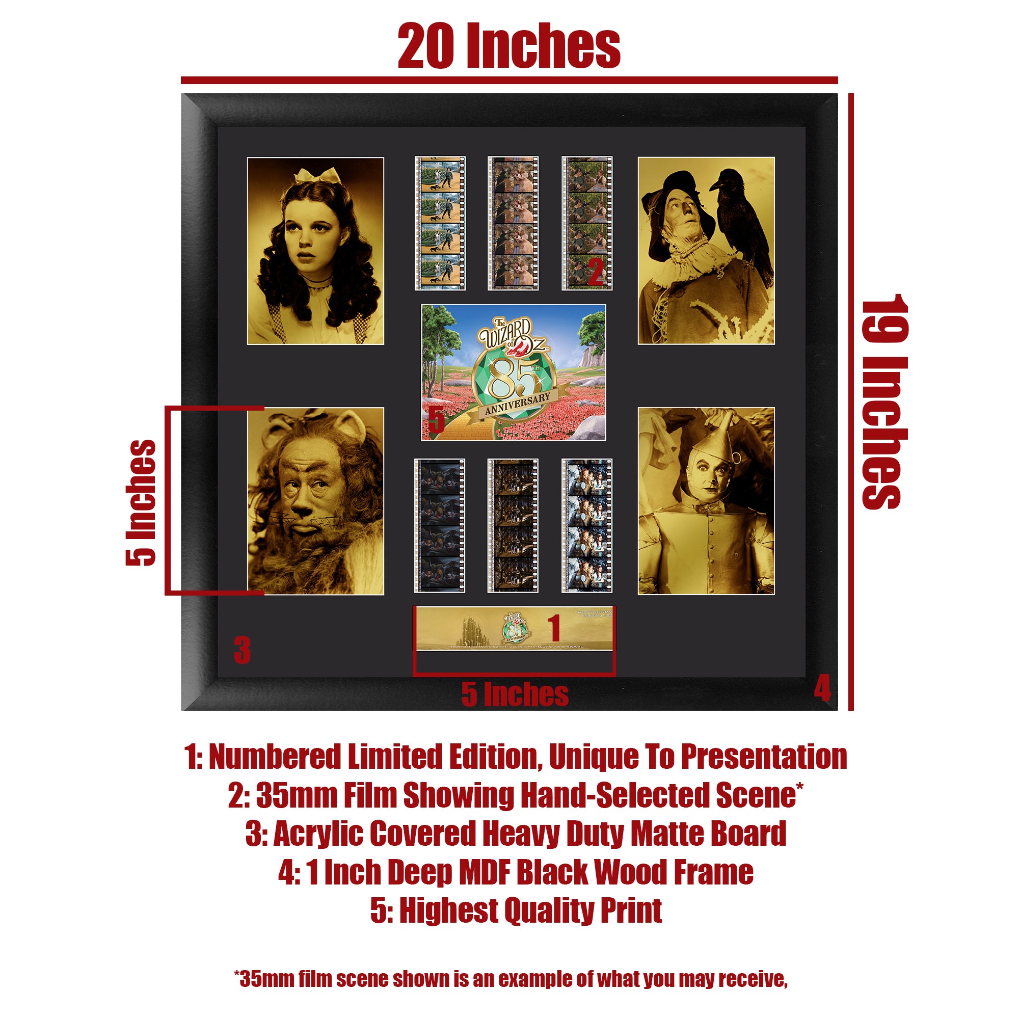 The Wizard of Oz (85th Anniversary) FilmCells Presentation Limited Edition Montage Wall Art USFC6569