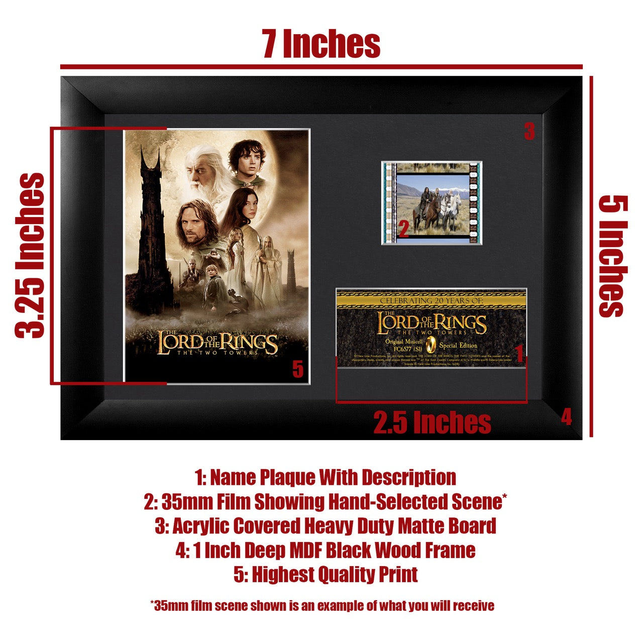 Lord of the Rings: The Two Towers (20th Anniversary) Minicell FilmCells Framed Desktop Presentation USFC6577