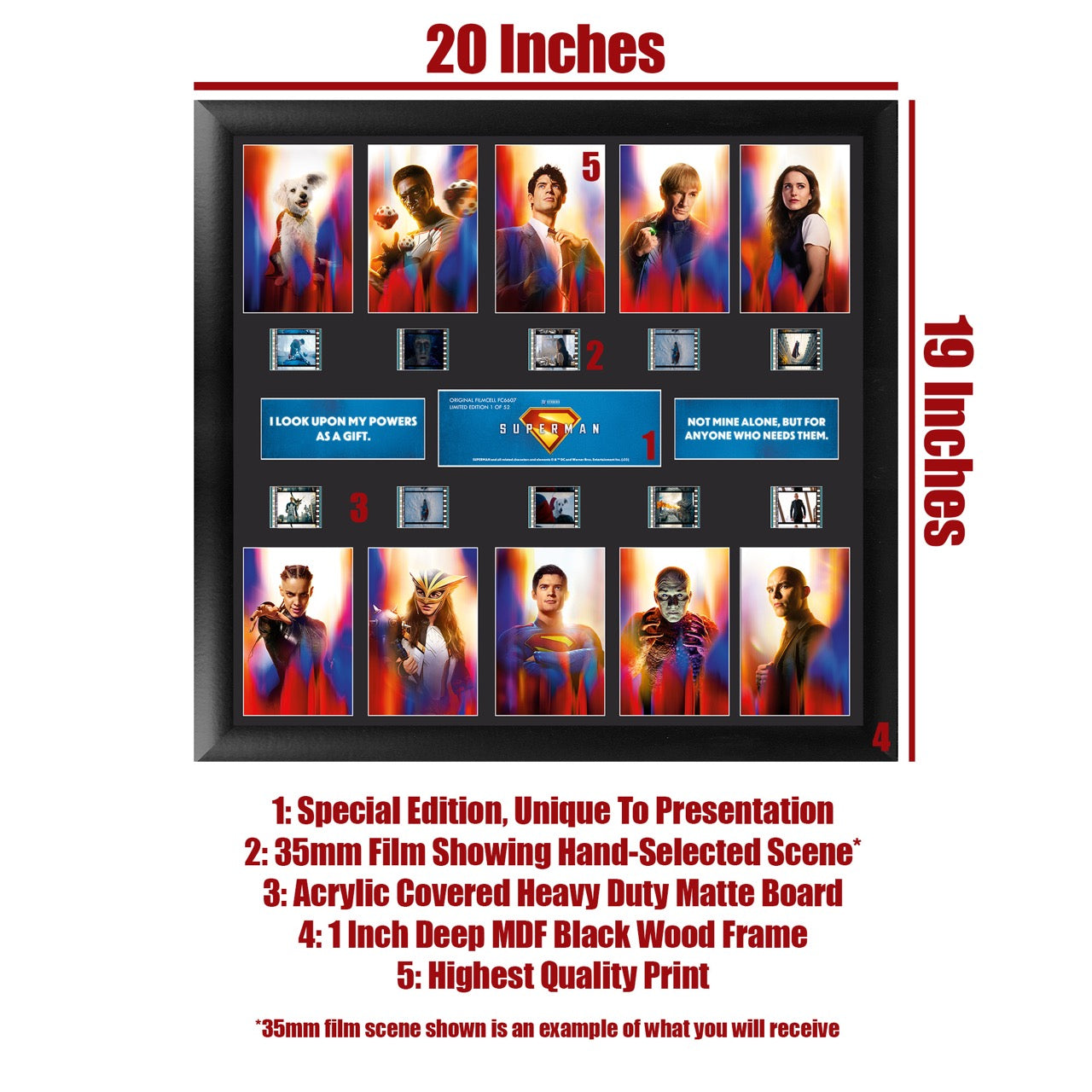 Superman (2025) (Legacy of Hope) Comic Con Exclusive FilmCells™ Presentation Limited Edition Montage Framed Art USFC6607