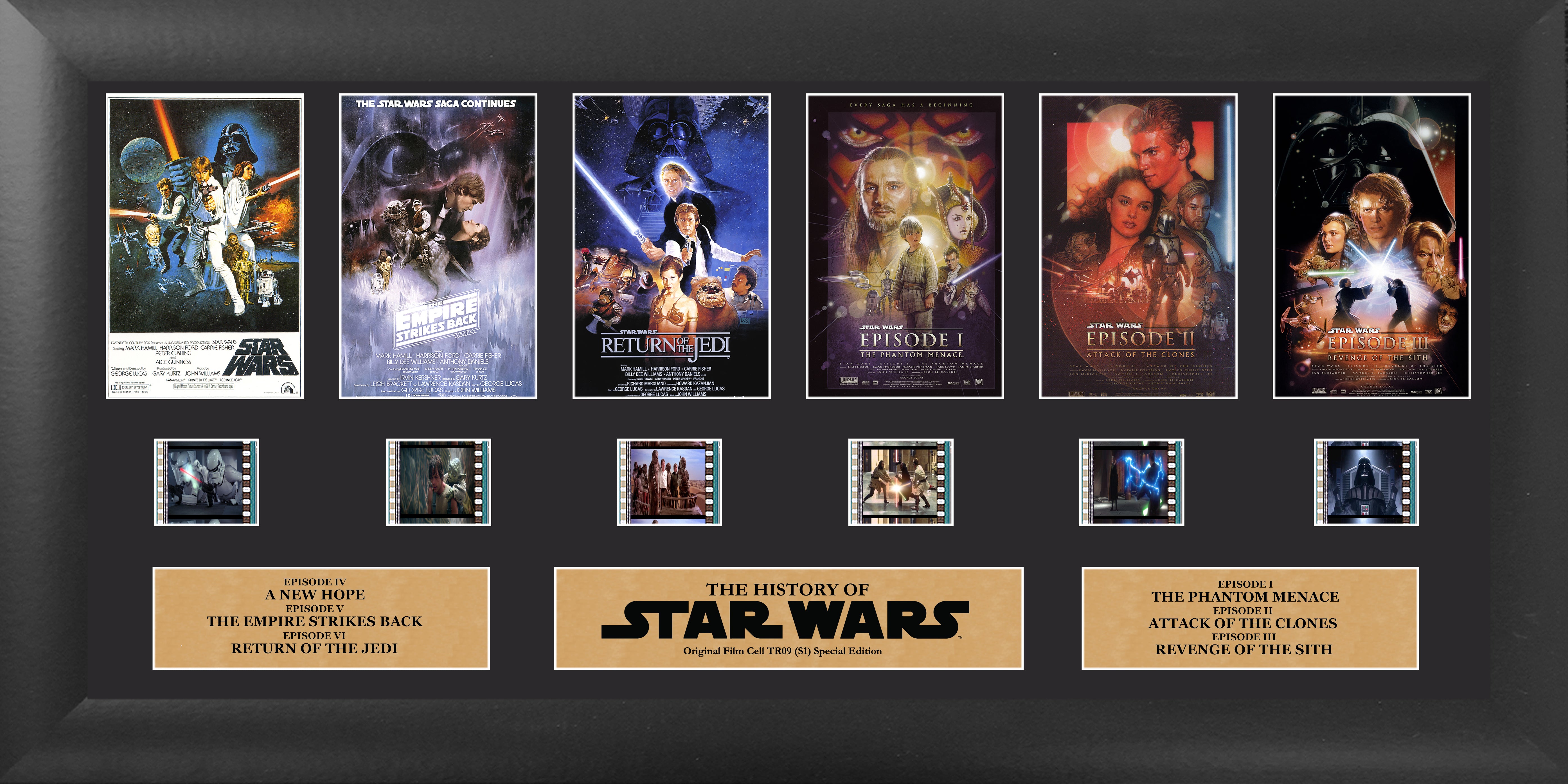 Star Wars: Episodes 1-6 Tribute (Through The Ages) FilmCells Presentation Limited Edition Deluxe Wall Art USTR09