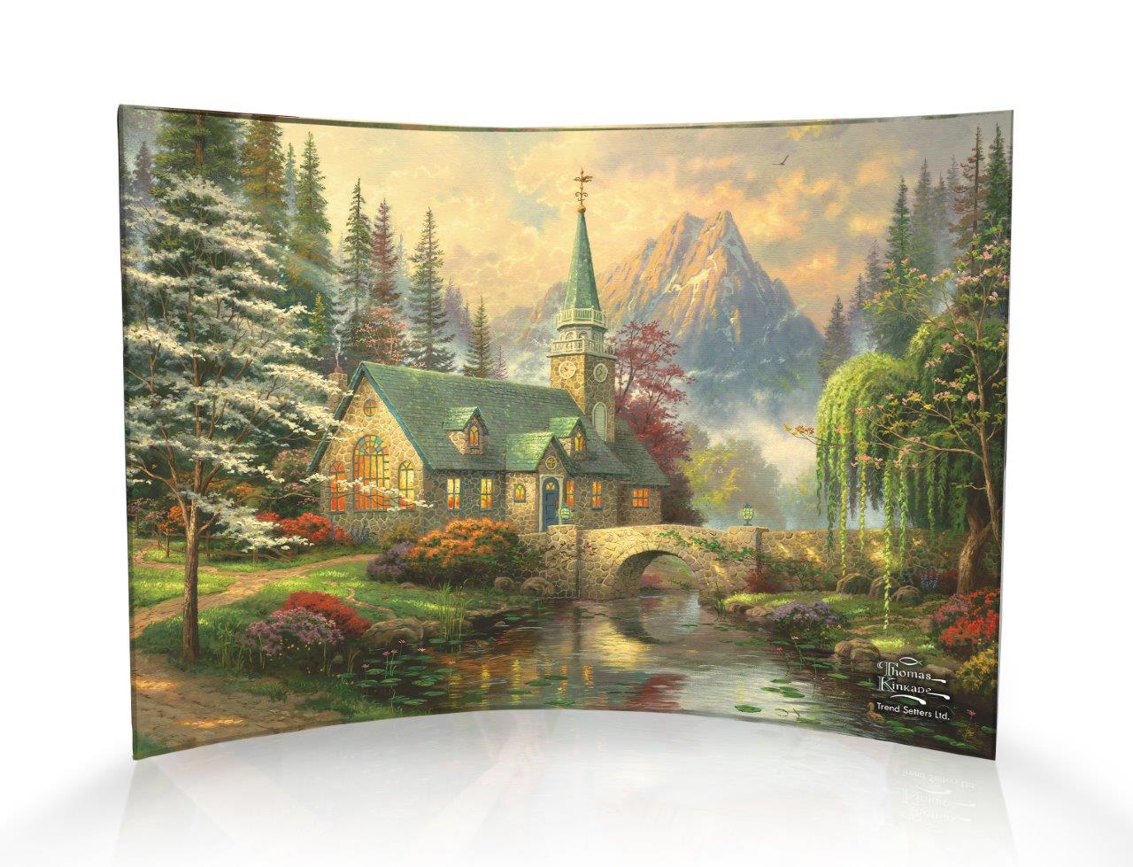 Thomas Kinkade (Dogwood Chapel) 10" x 7" Curved Acrylic Print ACP1007CUR150