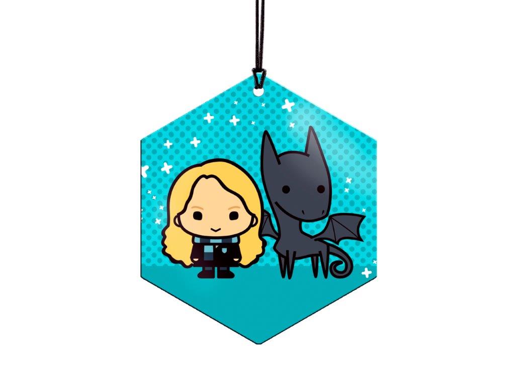 Harry Potter (Luna Lovegood and Thestral - Chibi Cartoon) Hanging Metal Print AMHEX100