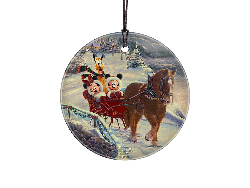 Disney (Mickey and Minnie Evening Sleigh Ride Mickey and Minnie) StarFire Prints™ Hanging Glass Print SPCIR1174