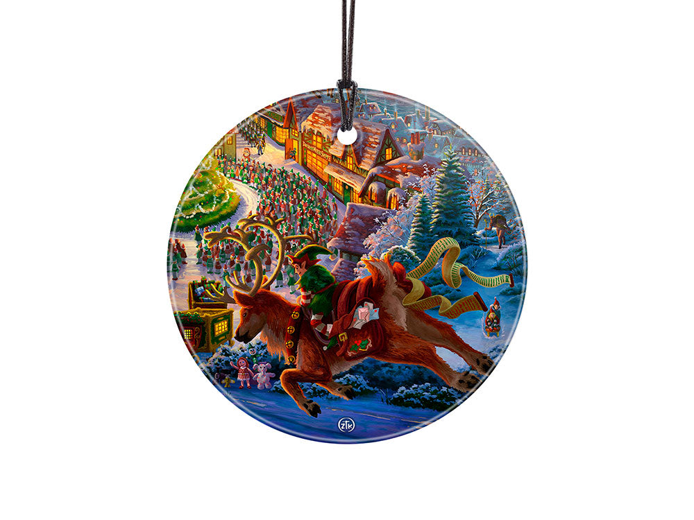 Zac Kinkade (Santas North Pole - Reindeer) StarFire Prints™ Hanging Glass Print SPCIR1206