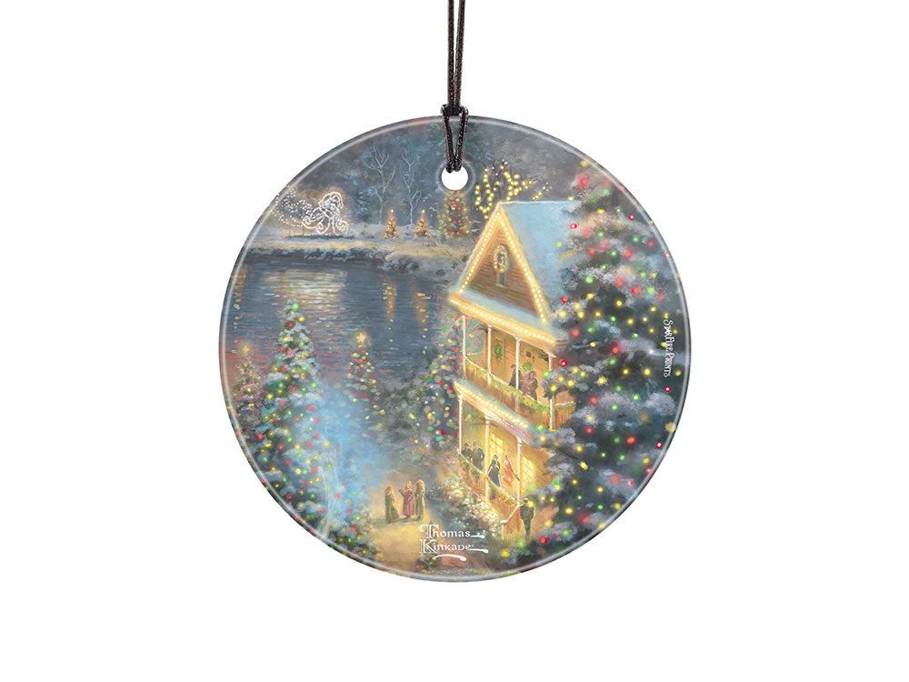 Thomas Kinkade (The Lights of Christmastown - Party House) StarFire Prints™ Hanging Glass Print SPCIR1210