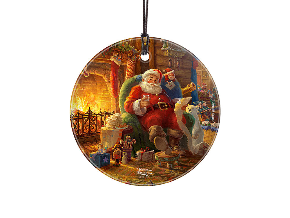 Thomas Kinkade (Santas Workshop - Santa) StarFire Prints™ Hanging Glass Print SPCIR1215