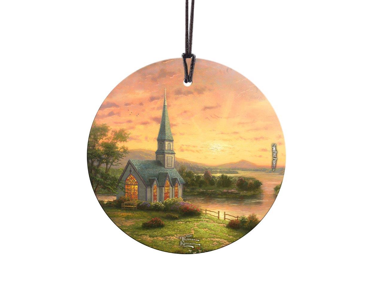Thomas Kinkade (Sunrise Chapel) StarFire Prints™ Hanging Glass Print SPCIR743