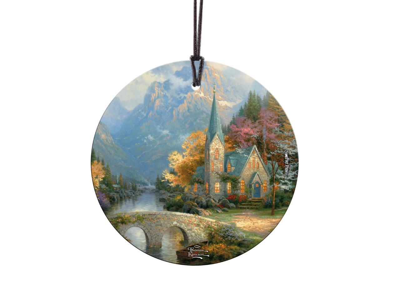 Thomas Kinkade (The Mountain Chapel) StarFire Prints™ Hanging Glass Print SPCIR744