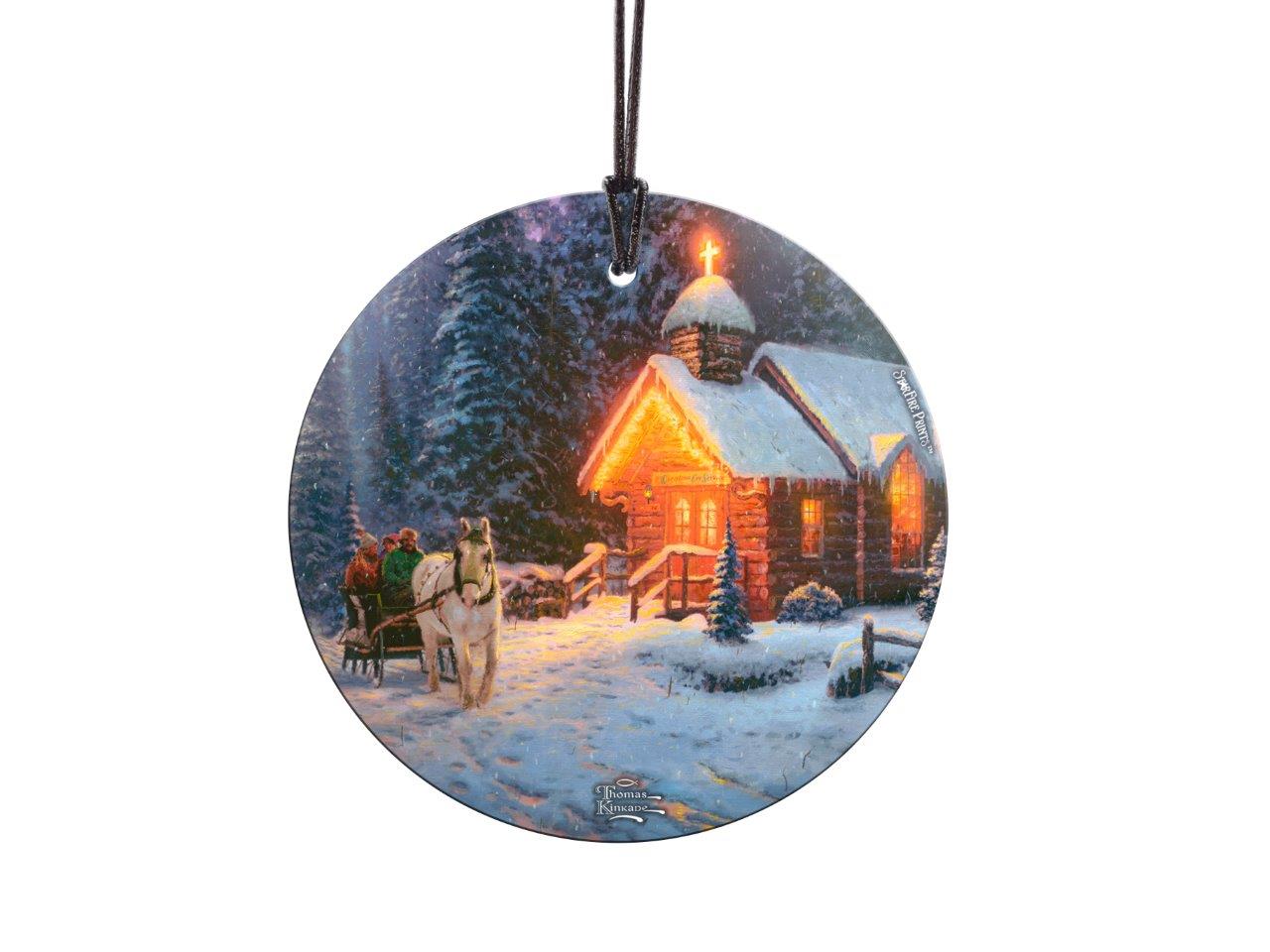 Thomas Kinkade (Christmas Chapel) StarFire Prints™ Hanging Glass Print SPCIR765