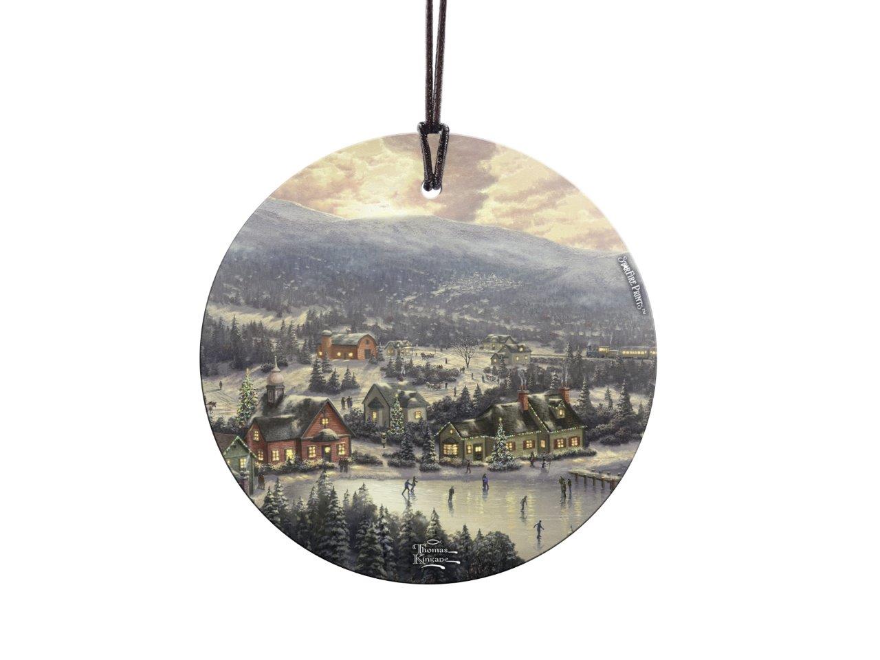 Thomas Kinkade (Sunset on Snowflake Lake) StarFire Prints™ Hanging Glass Print SPCIR769