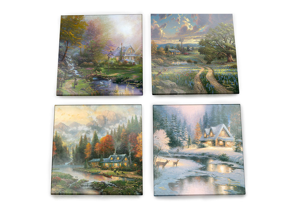 Thomas Kinkade (Seasons Scenes) StarFire Prints™ Glass Coaster Set of Four SPCSTR1219
