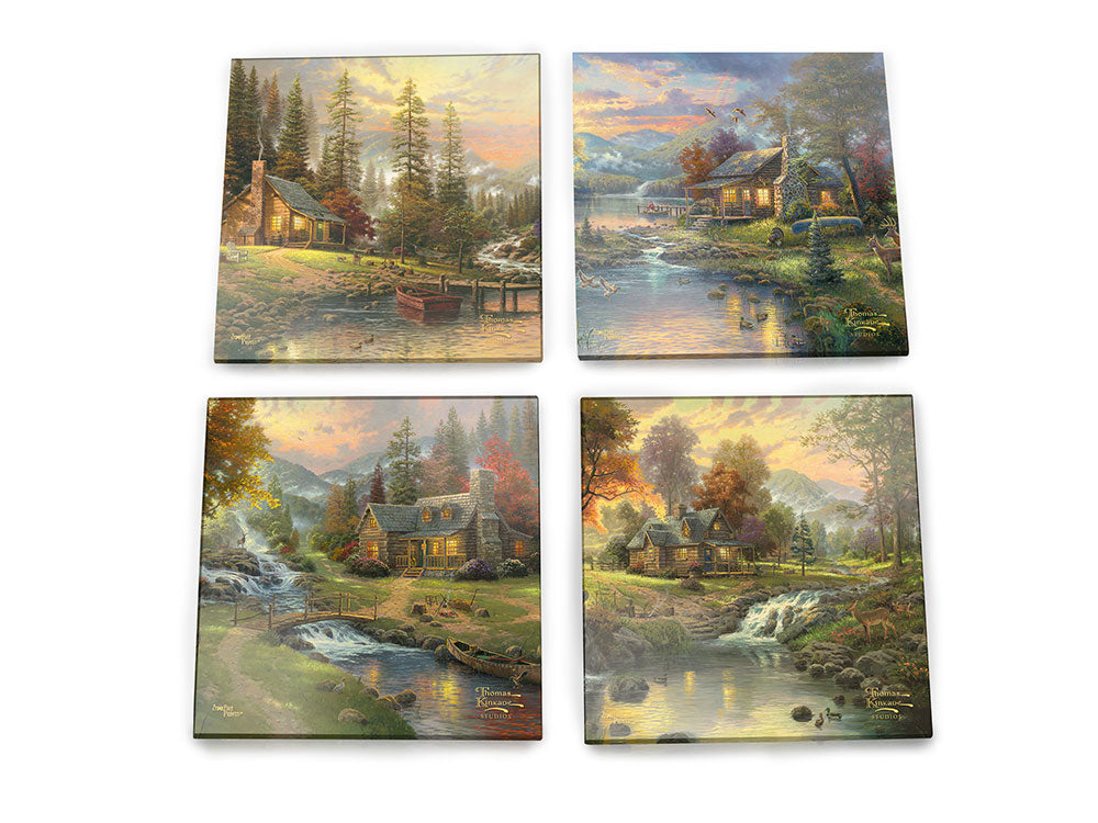 Thomas Kinkade (Mountain Scenes) StarFire Prints™ Glass Coaster Set of Four SPCSTR1220