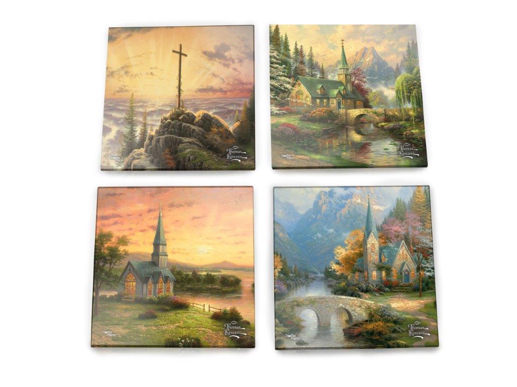Thomas Kinkade (Inspirational Prints) StarFire Prints™ Glass Coaster Set of Four SPCSTR890