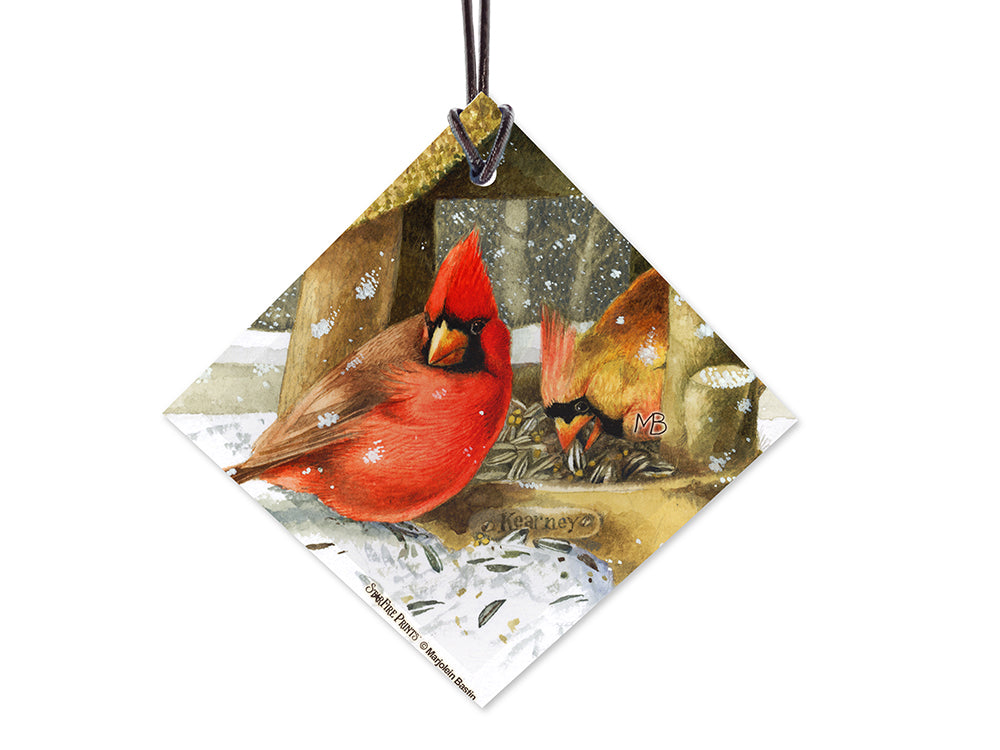 Marjolein Bastin (Winter Cardinals) StarFire Prints™ Hanging Glass Print SPSQU678