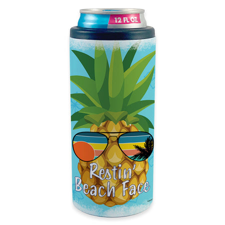 Vacation Collection (Restin Beach Face) 12 Oz Slim Can Cooler