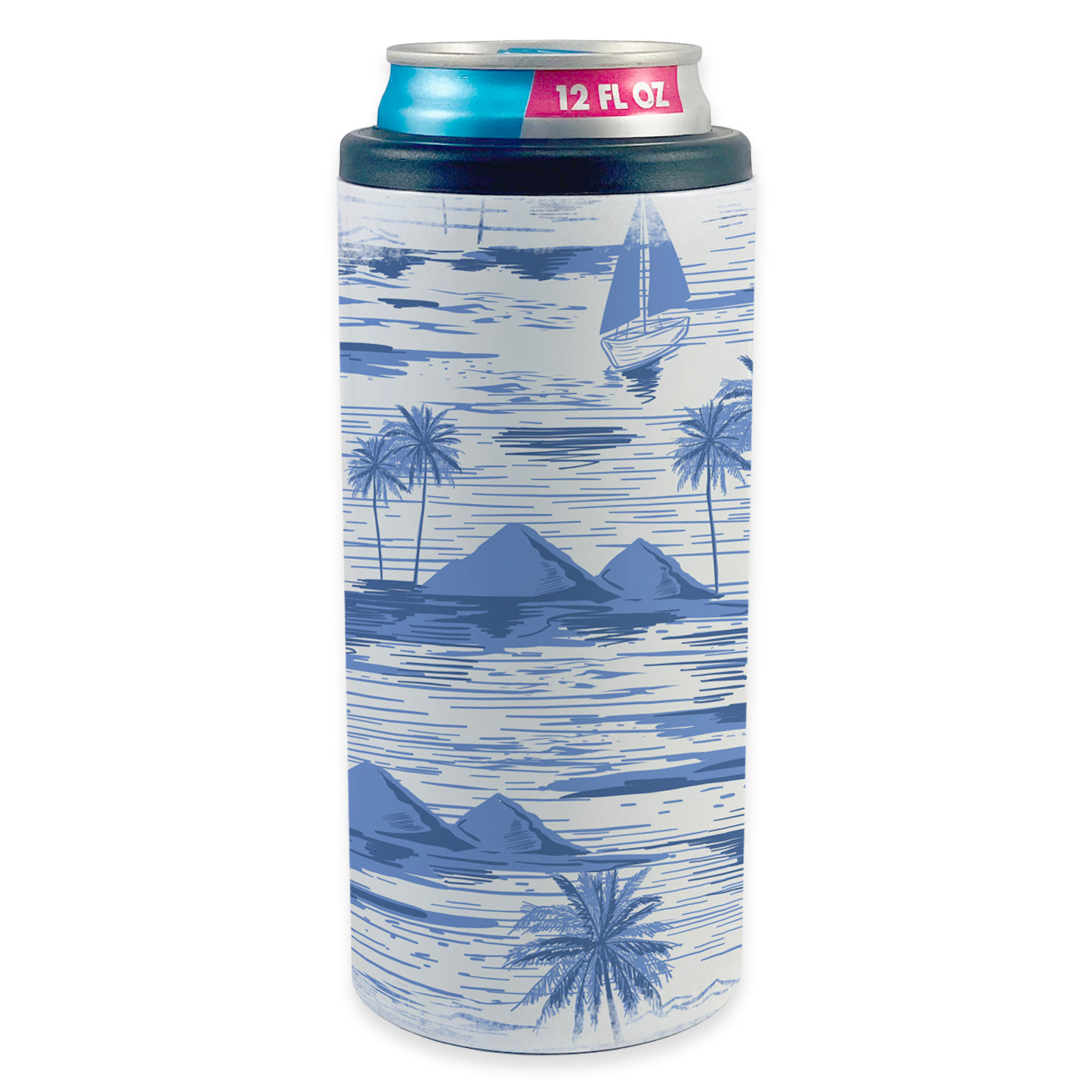 Vacation Collection (Tropical Print) 12 Oz Stainless Steel Slim Can Cooler SSKOOW0019