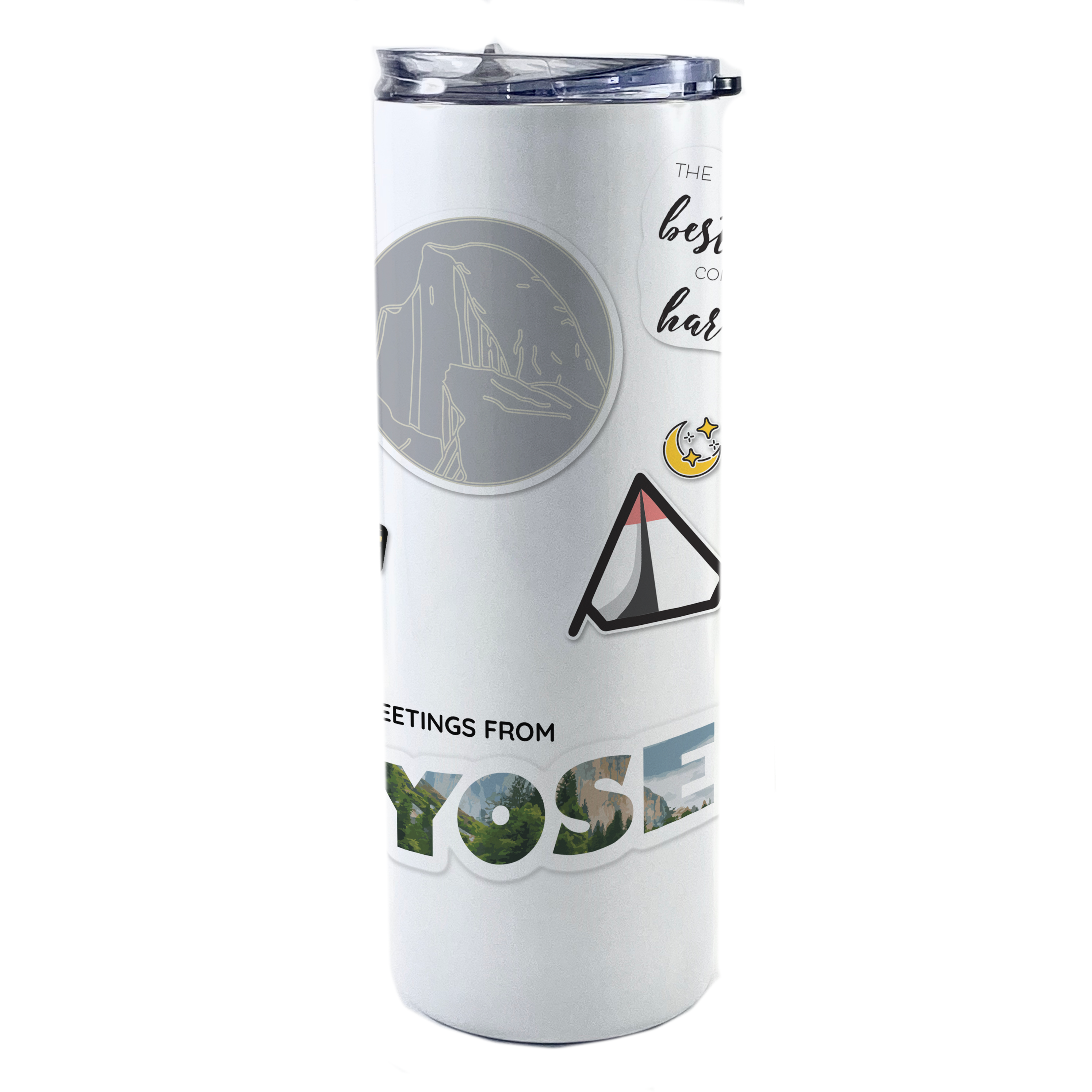 Vacation Collection (National Park - Yosemite) 20 Oz Stainless Steel White Travel Tumbler with Straw SSTUMW0106