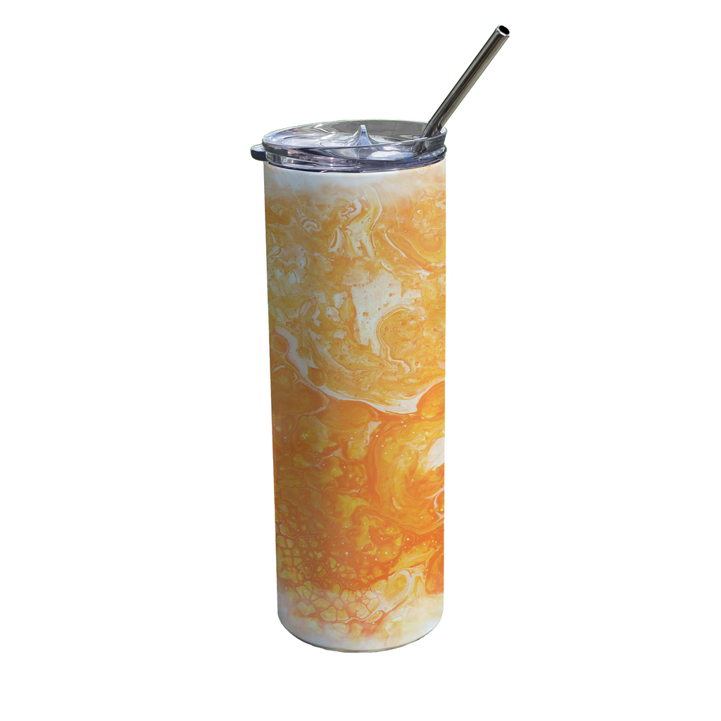 Trend Setters Original (Orange Marble) 20oz Stainless Steel Travel Tumbler with Straw