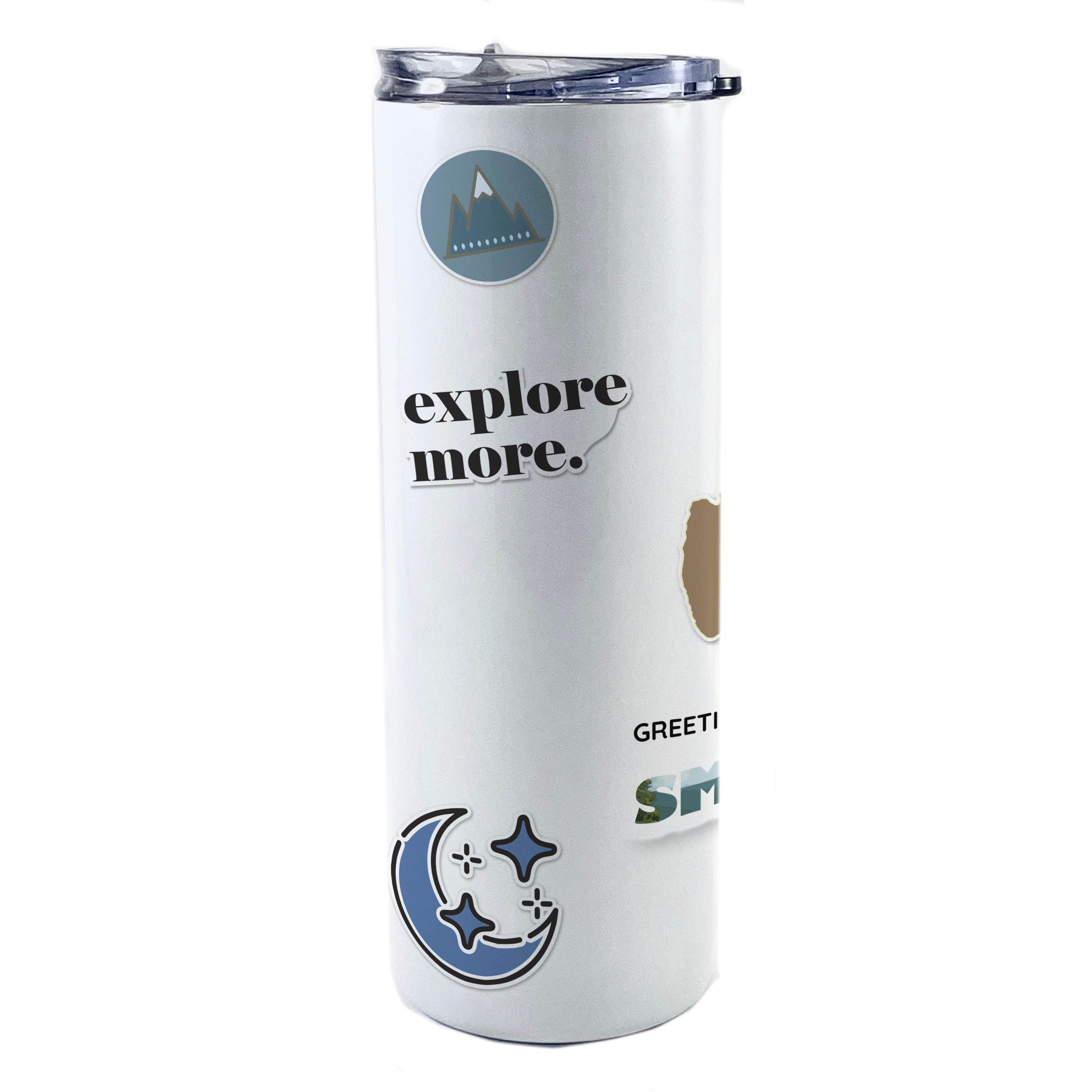 Vacation Collection (National Park - Smoky Mountains) 20 Oz Stainless Steel White Travel Tumbler with Straw SSTUMW0102