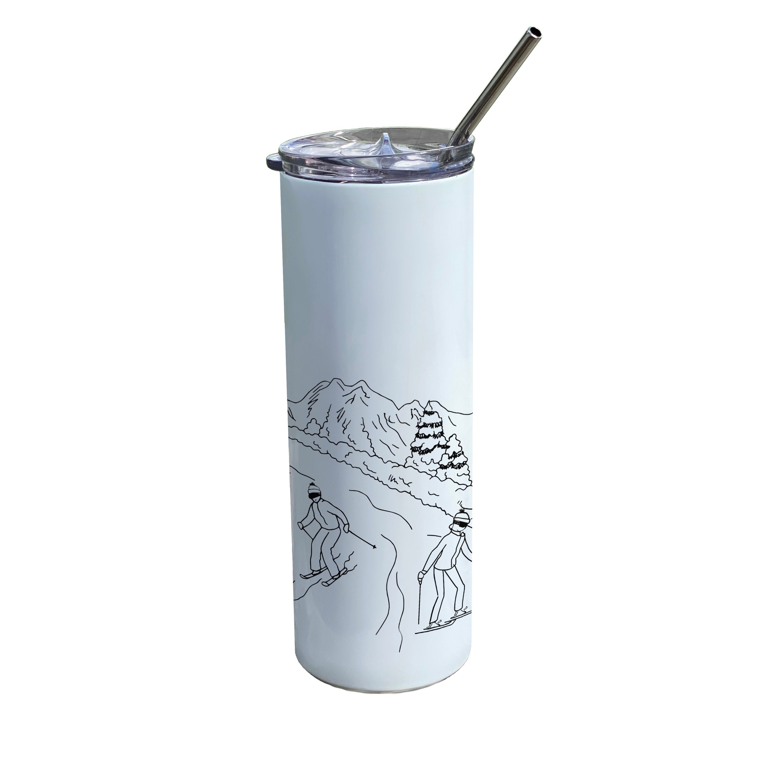 Sports Collection (Ski Mountain) 20oz Stainless Steel Tumbler with Straw