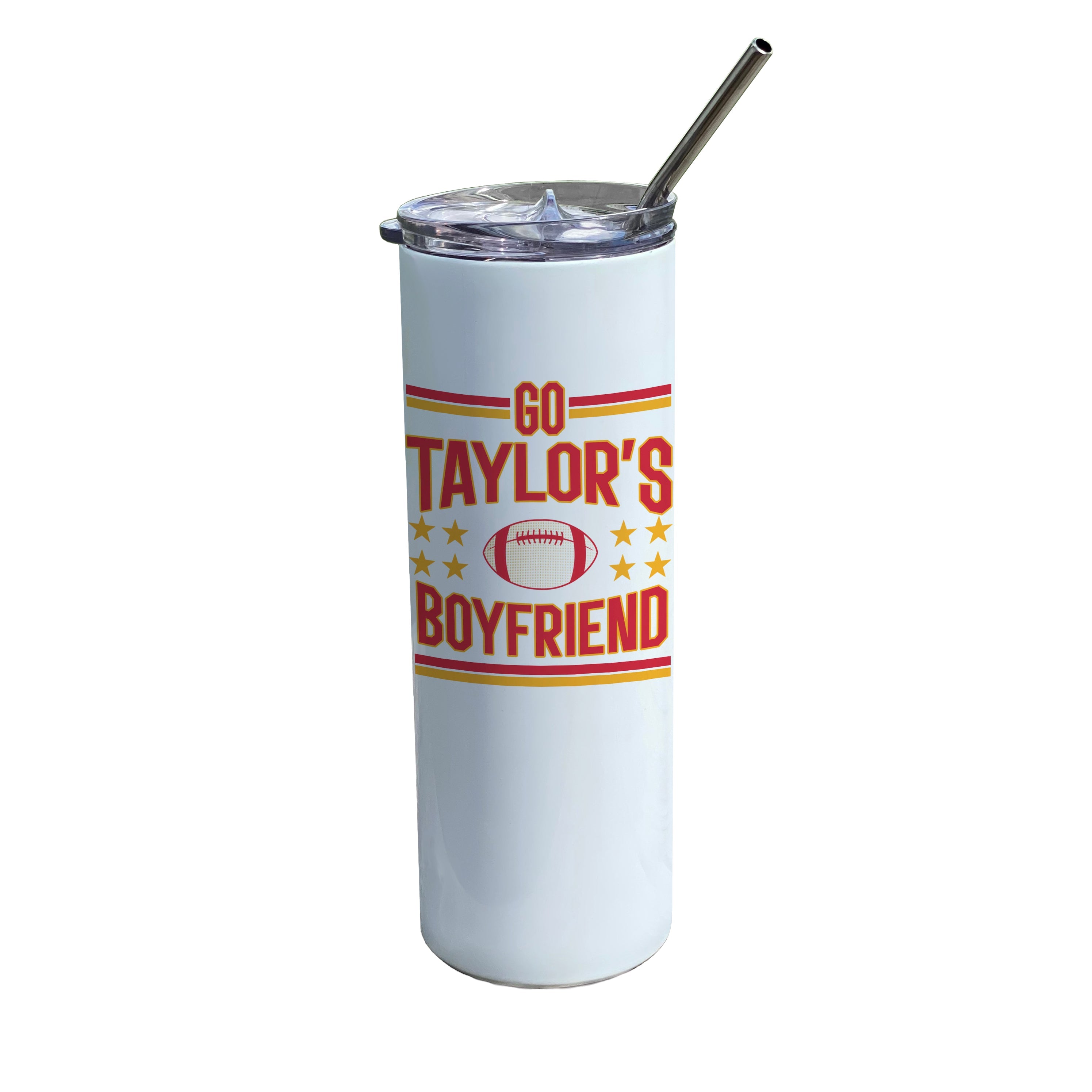 Sports Collection (Go Taylors Boyfriend) 20 oz Stainless Steel Travel White Tumbler with Straw SSTUMW0151