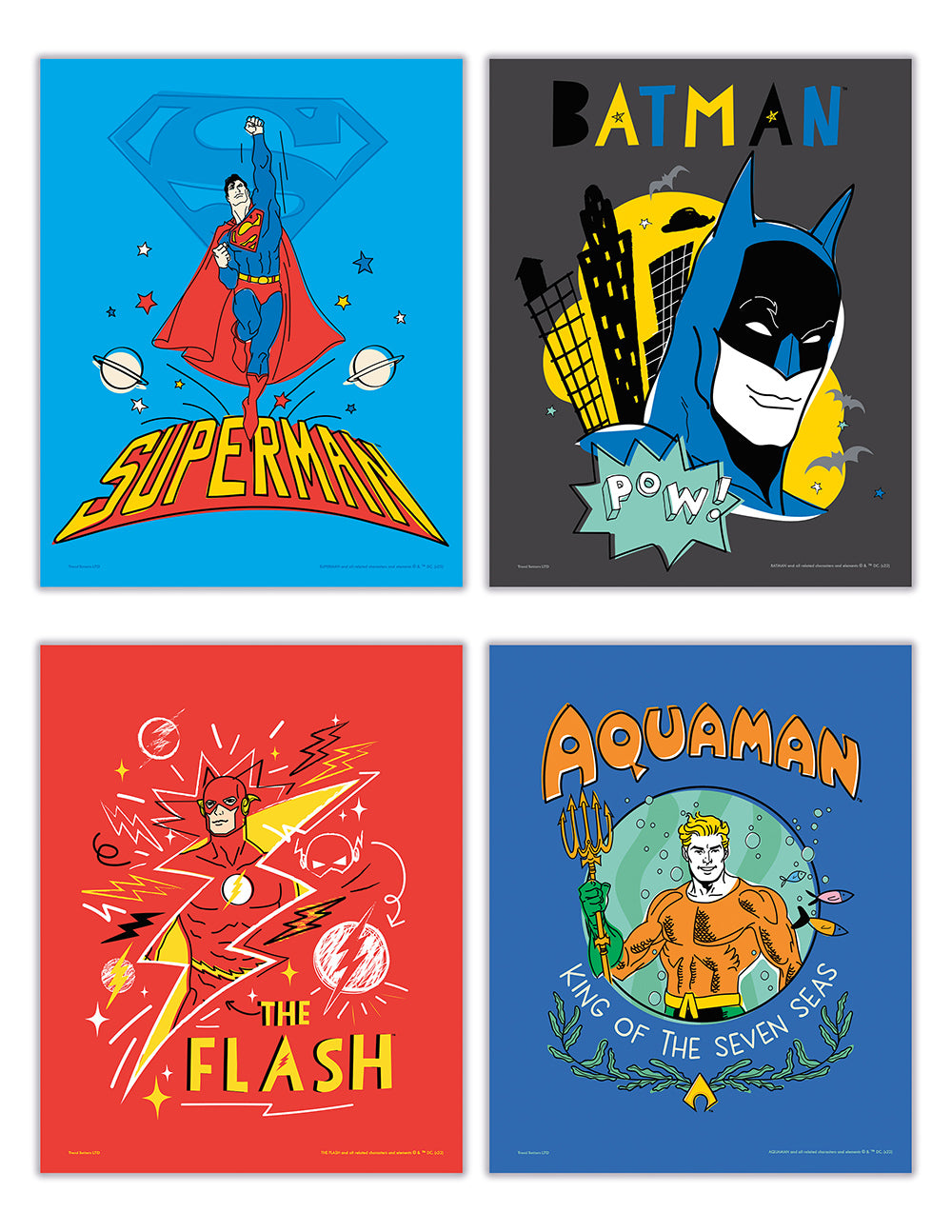 DC Comics (Justice League Men - Super Doodle) TrendyPrint™ Wall Art Set  TP08100457