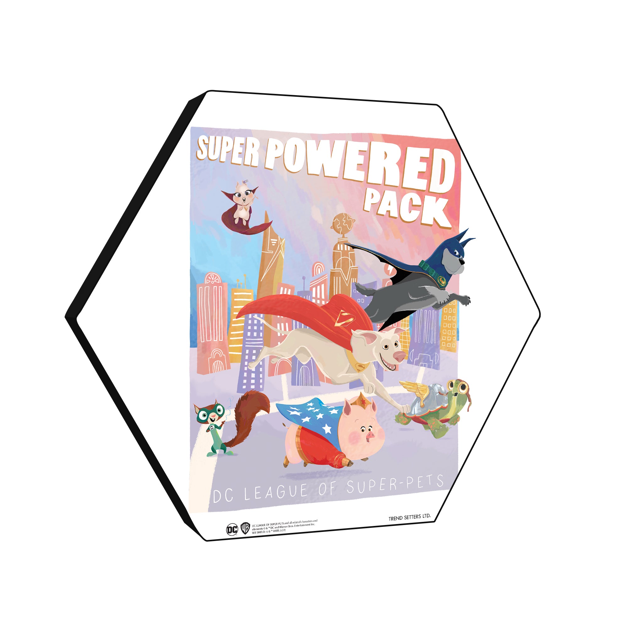 DC League of Super-Pets (Super Power Pack) KNEXAGON® Wood Print WPHEX3812
