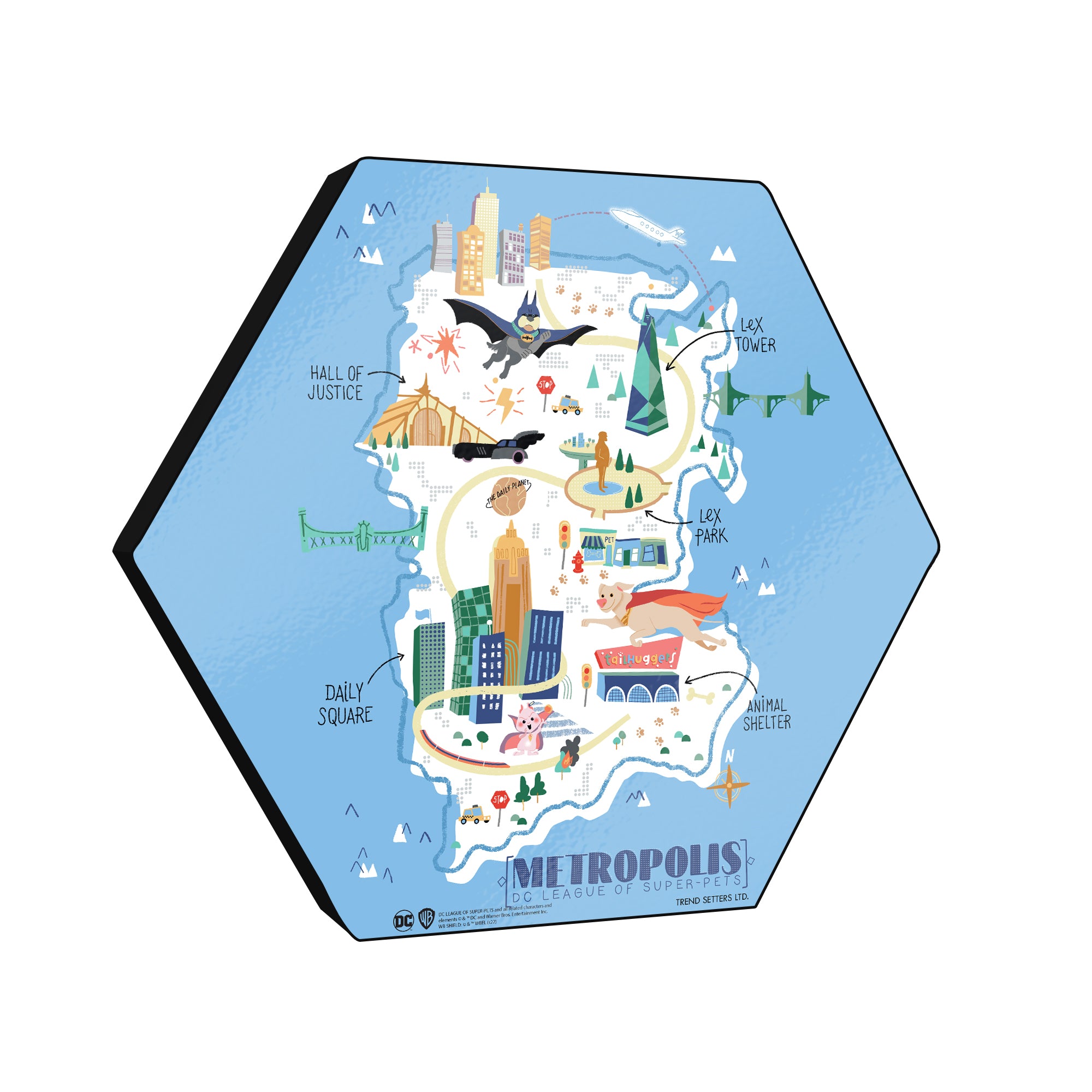 DC League of Super-Pets (Metropolis) KNEXAGON® Wood Print WPHEX4862